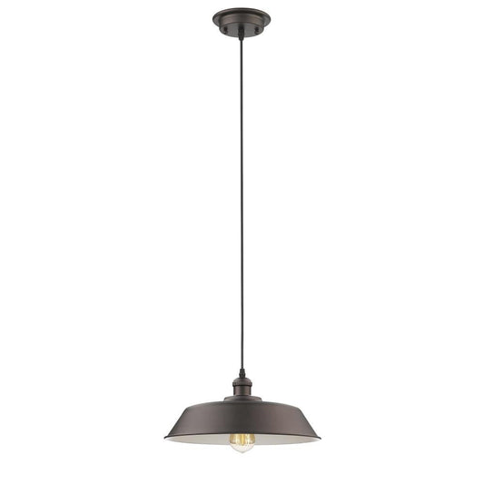 IRONCLAD Industrial-style 1 Light Rubbed Bronze Ceiling Mini Pendant 14" Wide