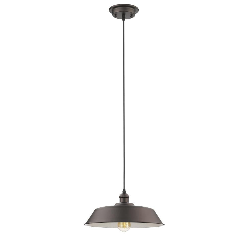 IRONCLAD Industrial-style 1 Light Rubbed Bronze Ceiling Mini Pendant 14" Wide