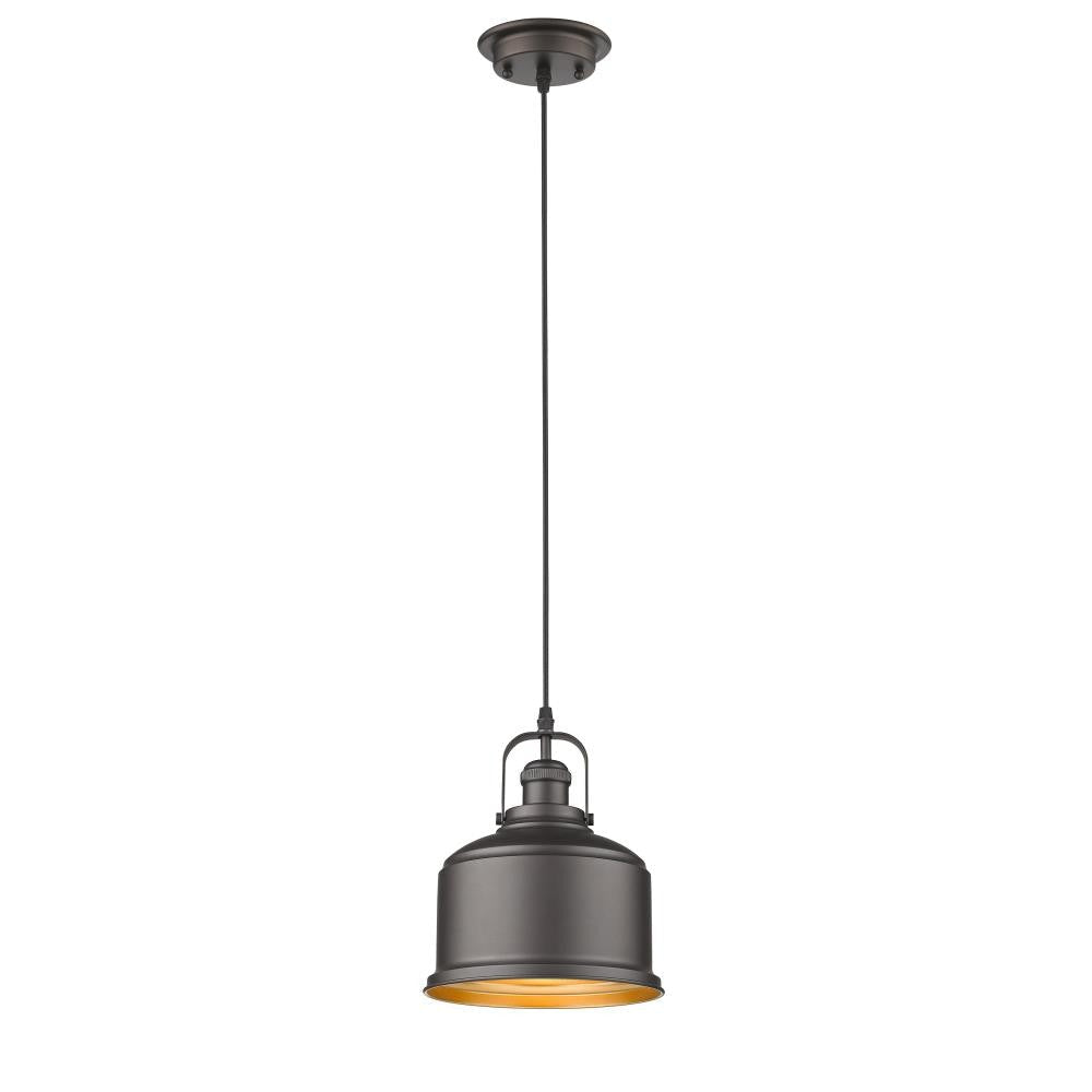 IRONCLAD Industrial-style 1 Light Rubbed Bronze Ceiling Mini Pendant 8" Wide