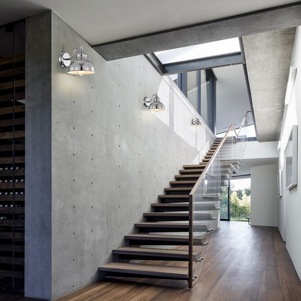 Chloe Lighting Ironclad Industrial 1 Light Chrome Indoor Wall Sconce 8" Wide