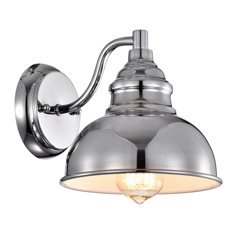 Chloe Lighting Ironclad Industrial 1 Light Chrome Indoor Wall Sconce 8" Wide