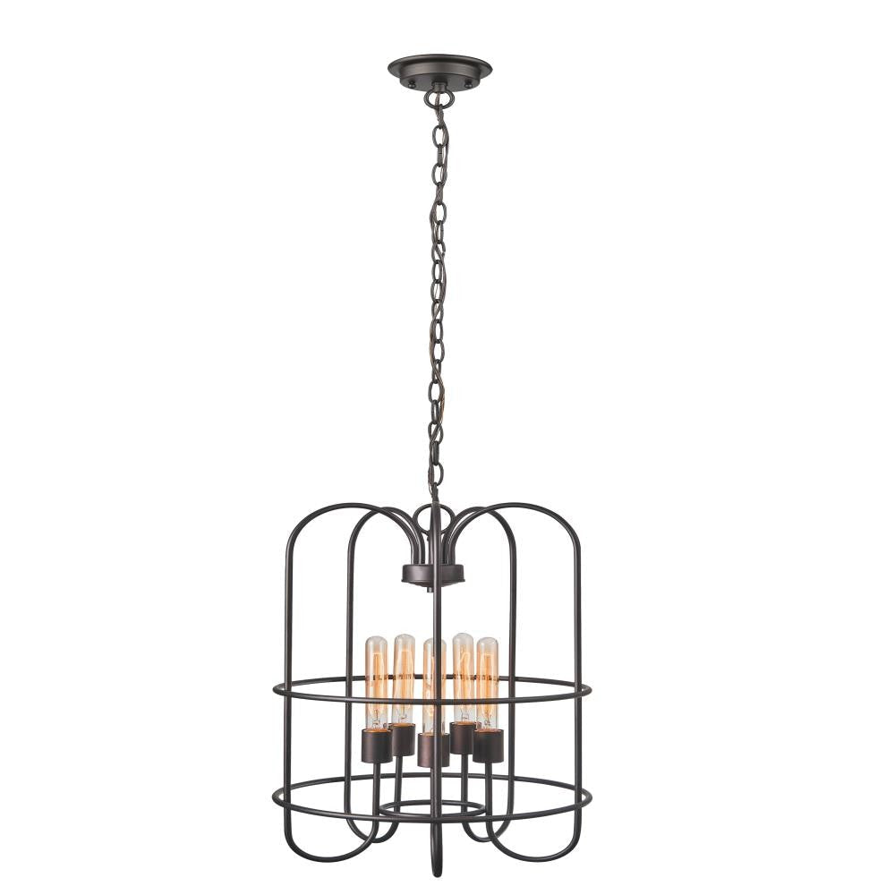 IRONCLAD Industrial-style 5 Light Rubbed Bronze Ceiling Pendant 16" Wide