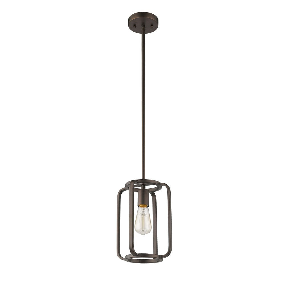 Lighting IRONCLAD Industrial 1 Light Rubbed Bronze Mini Ceiling Pendant 8’’ Wide CHL-CH2D124RB08-DP1