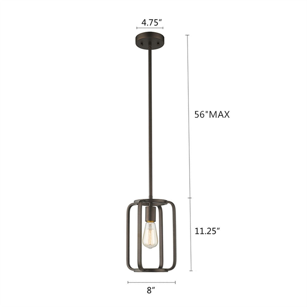 Lighting IRONCLAD Industrial 1 Light Rubbed Bronze Mini Ceiling Pendant 8’’ Wide CHL-CH2D124RB08-DP1