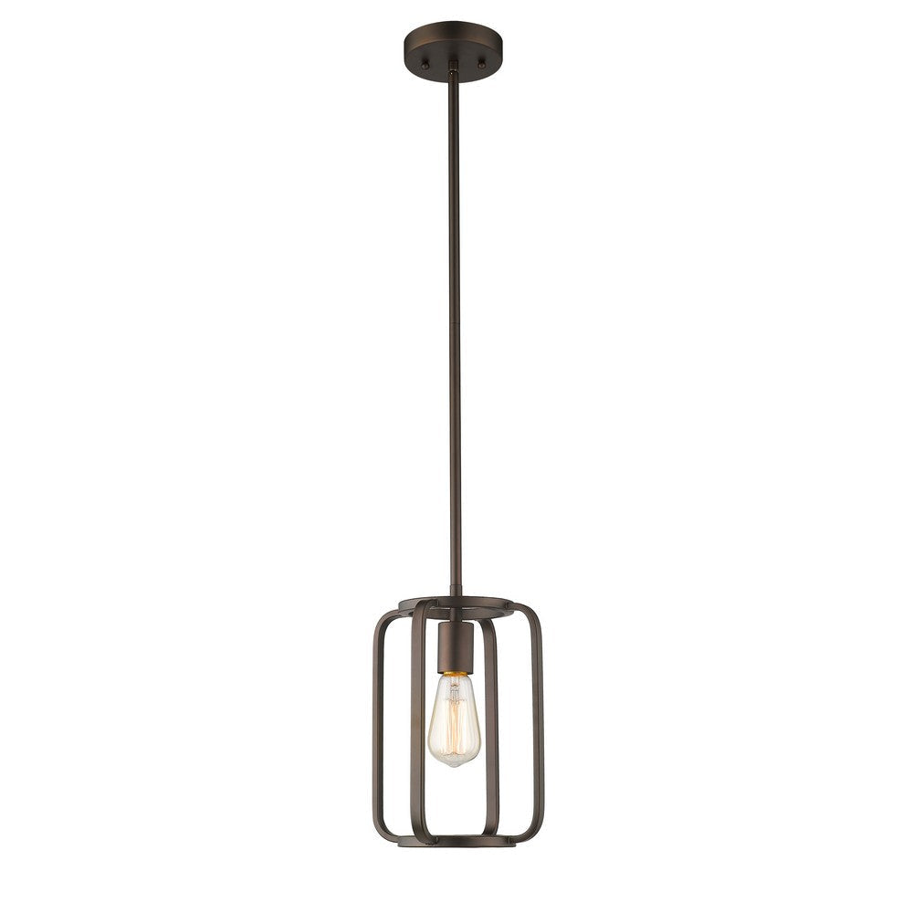 Lighting IRONCLAD Industrial 1 Light Rubbed Bronze Mini Ceiling Pendant 8" Wide
