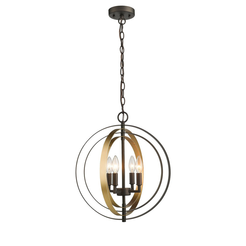 Lighting DARBY Industrial 4 Light Rubbed Bronze & Gold Ceiling Pendant 16’’ Wide CHL-CH2D125RG16-UP4