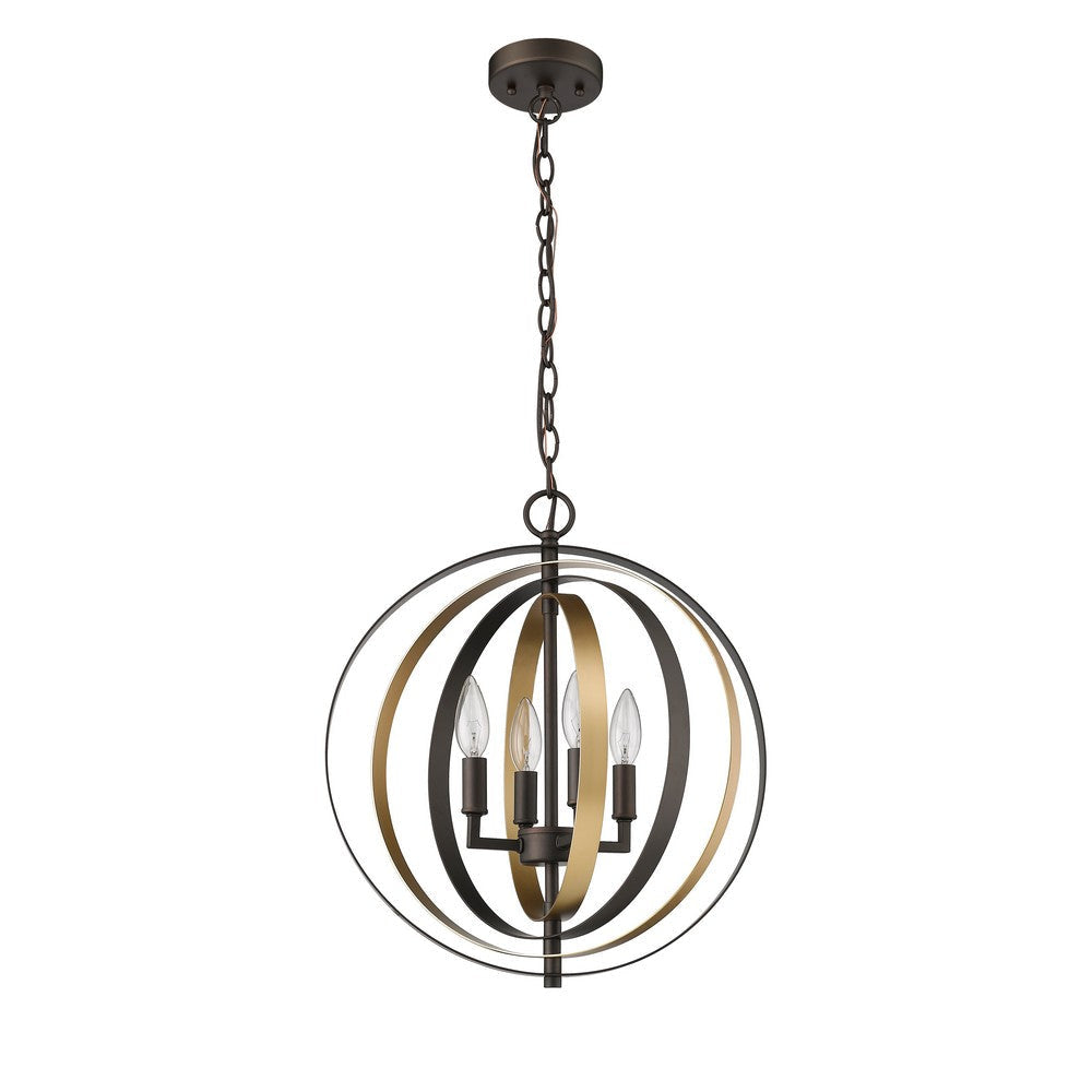 Lighting DARBY Industrial 4 Light Rubbed Bronze & Gold Ceiling Pendant 16’’ Wide CHL-CH2D125RG16-UP4