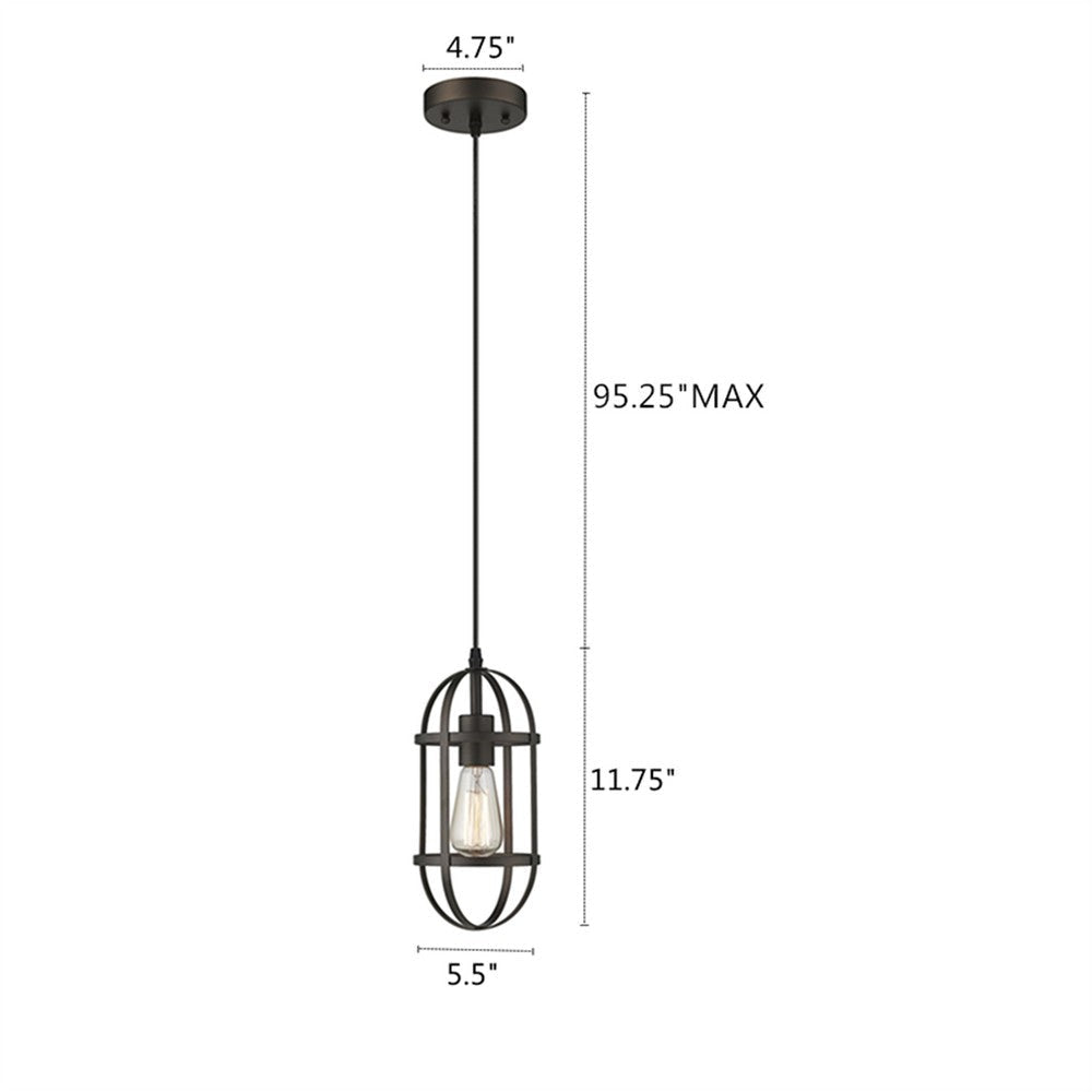 Lighting IRONCLAD Industrial 1 Light Rubbed Bronze Mini Ceiling Pendant 5.5’’ Wide CHL-CH2D126RB06-DP1