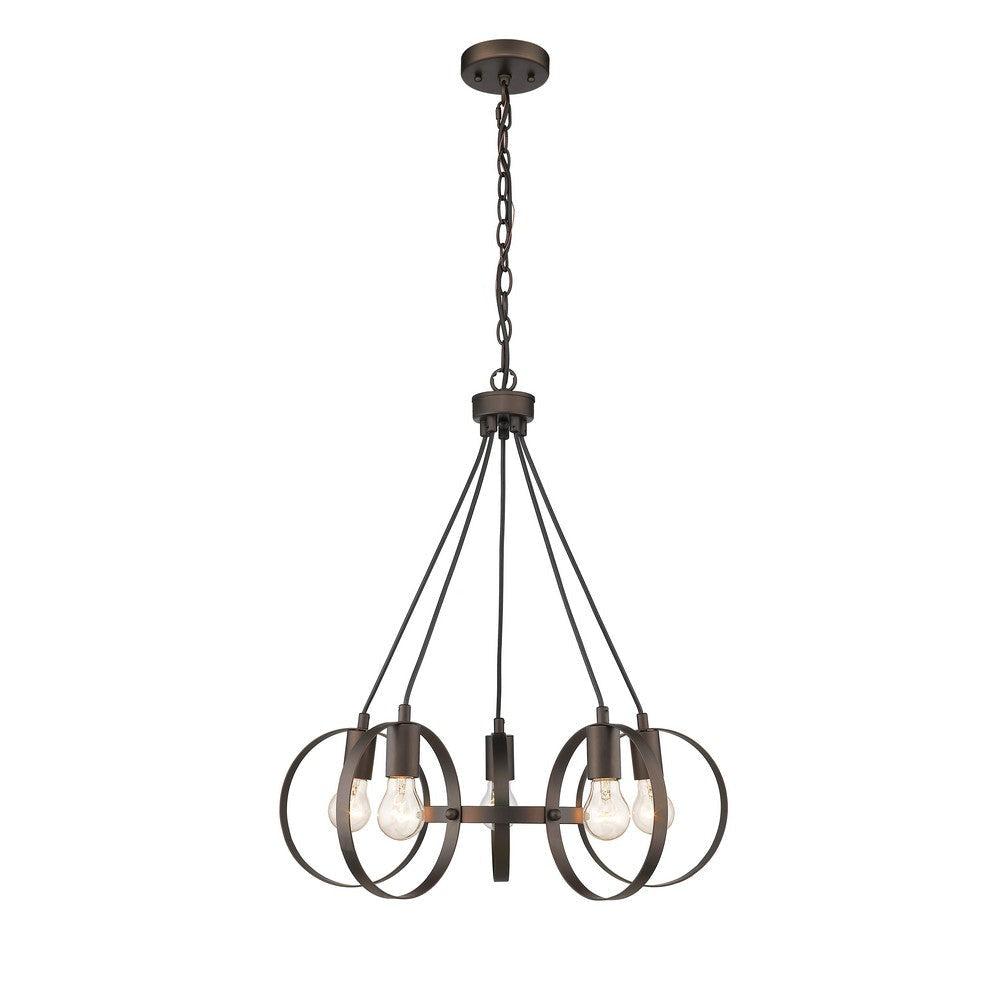 Lighting IRONCLAD Industrial 5 Light Rubbed Bronze Ceiling Pendant 23’’ Wide CHL-CH2D127RB23-DP5
