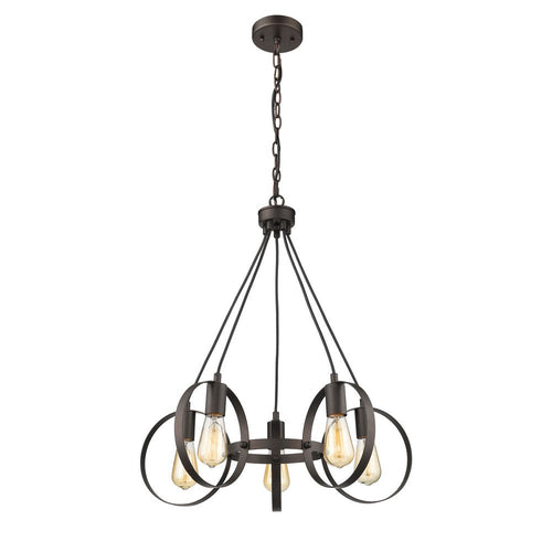 Lighting IRONCLAD Industrial 5 Light  Rubbed Bronze Ceiling Pendant 23" Wide