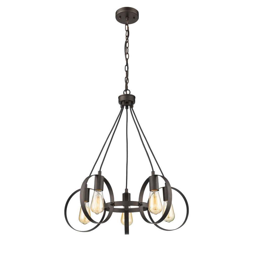 Lighting IRONCLAD Industrial 5 Light  Rubbed Bronze Ceiling Pendant 23" Wide