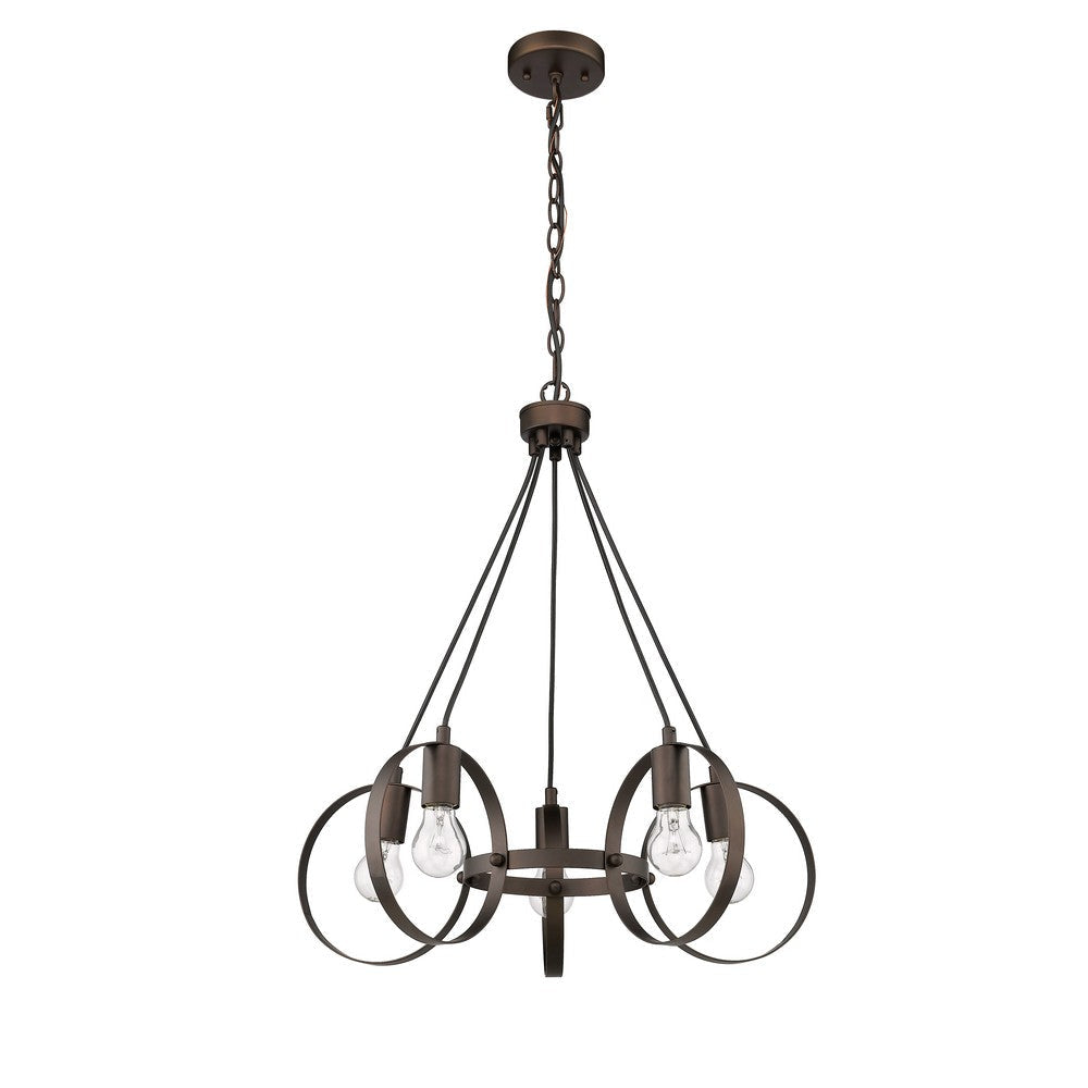 Lighting IRONCLAD Industrial 5 Light Rubbed Bronze Ceiling Pendant 23’’ Wide CHL-CH2D127RB23-DP5