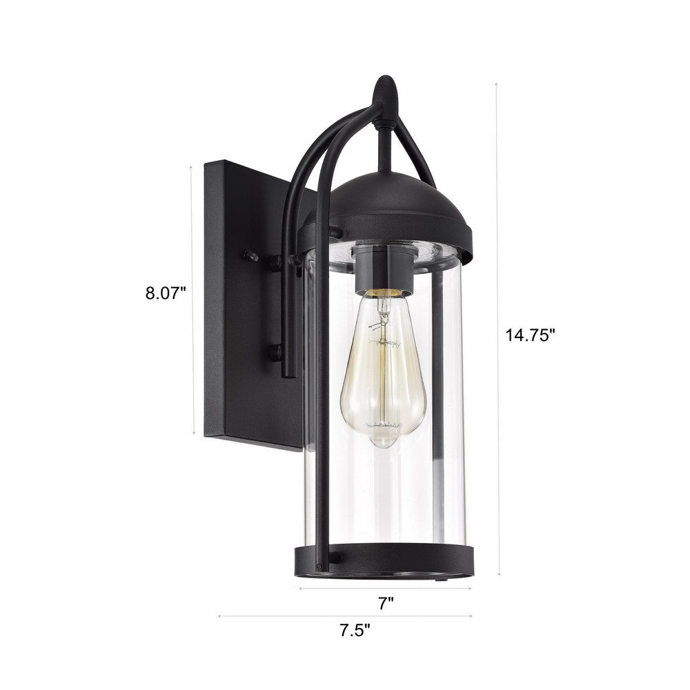 Chloe Lighting Hollis Transitional 1 Light Textured Black Outdoor Wall Sconce 15’’ Height CHL-CH2D211BK15-OD1