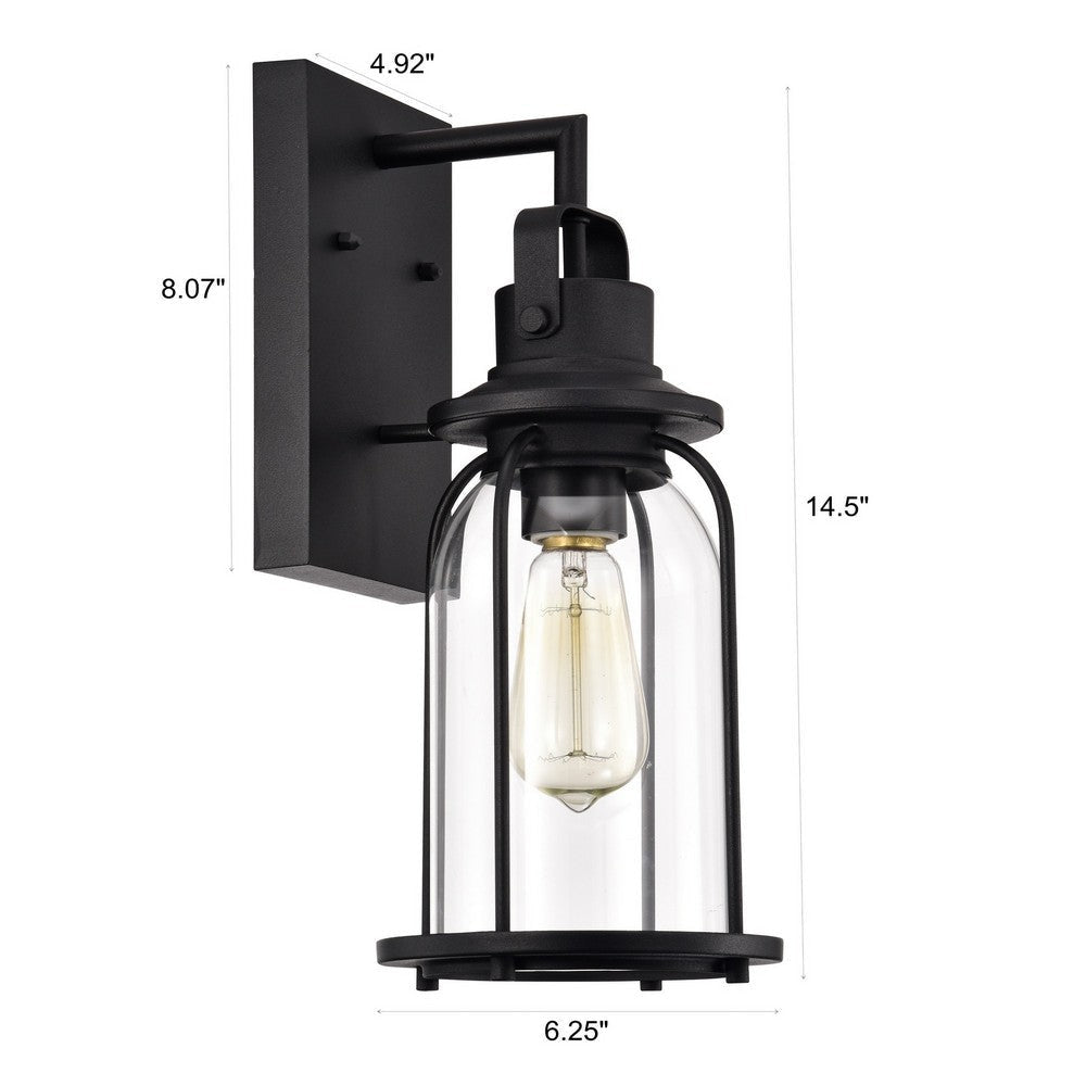 Chloe Lighting Clarke Transitional 1 Light Textured Black Outdoor Wall Sconce 15’’ Height CHL-CH2D212BK15-OD1