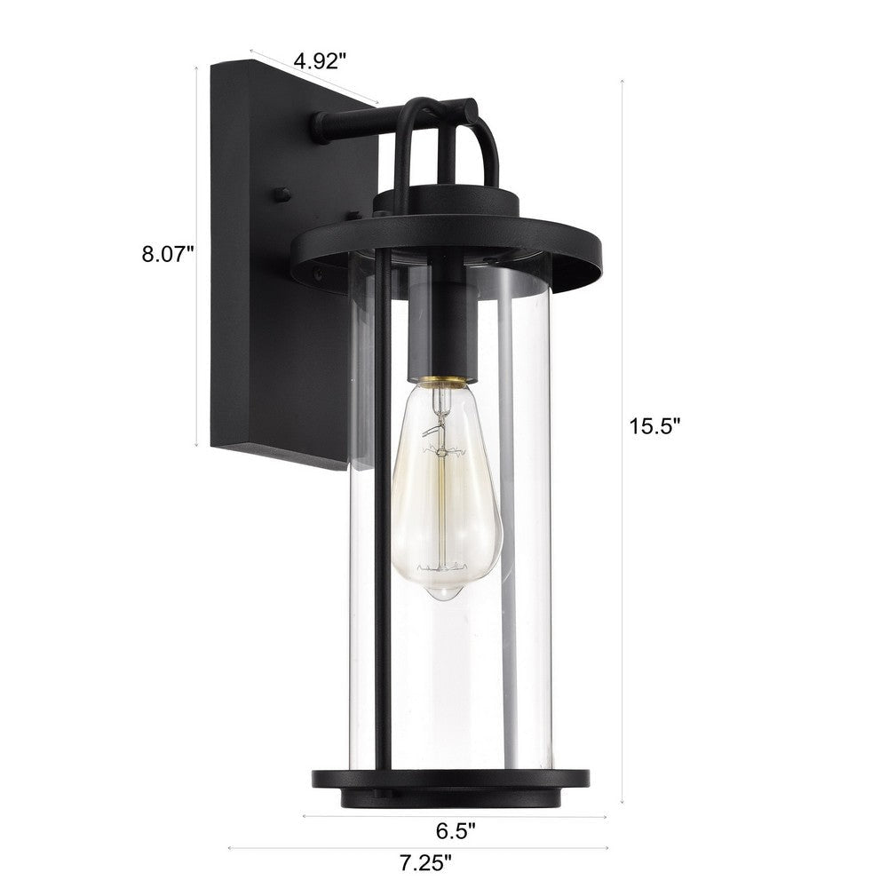 Chloe Lighting Landry Transitional 1 Light Textured Black Outdoor Wall Sconce 16’’ Height CHL-CH2D214BK16-OD1
