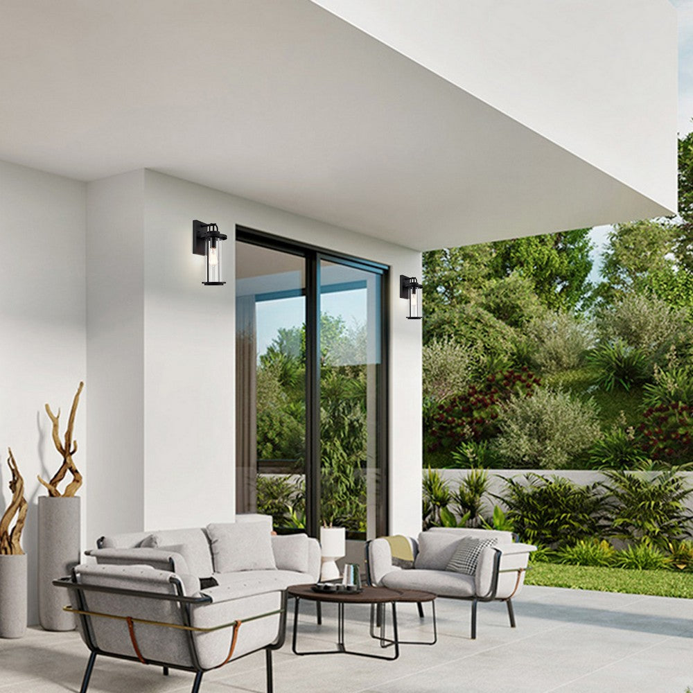 Chloe Lighting Landry Transitional 1 Light Textured Black Outdoor Wall Sconce 16’’ Height CHL-CH2D214BK16-OD1