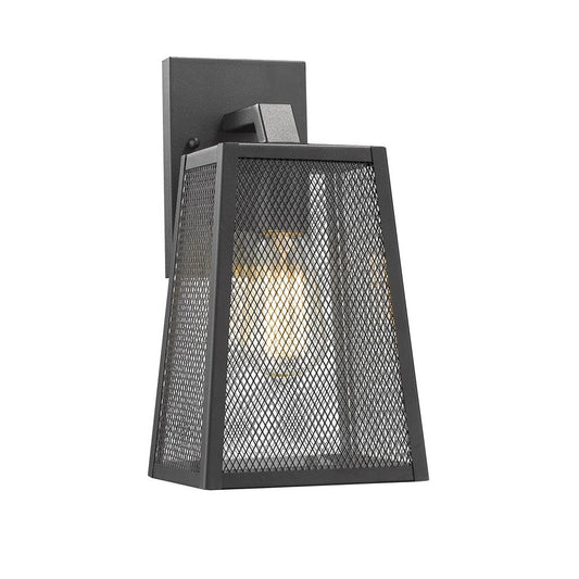 Lighting EMERSON Industrial 1 Light Textured Black Outdoor Wall Sconce 12" Tall