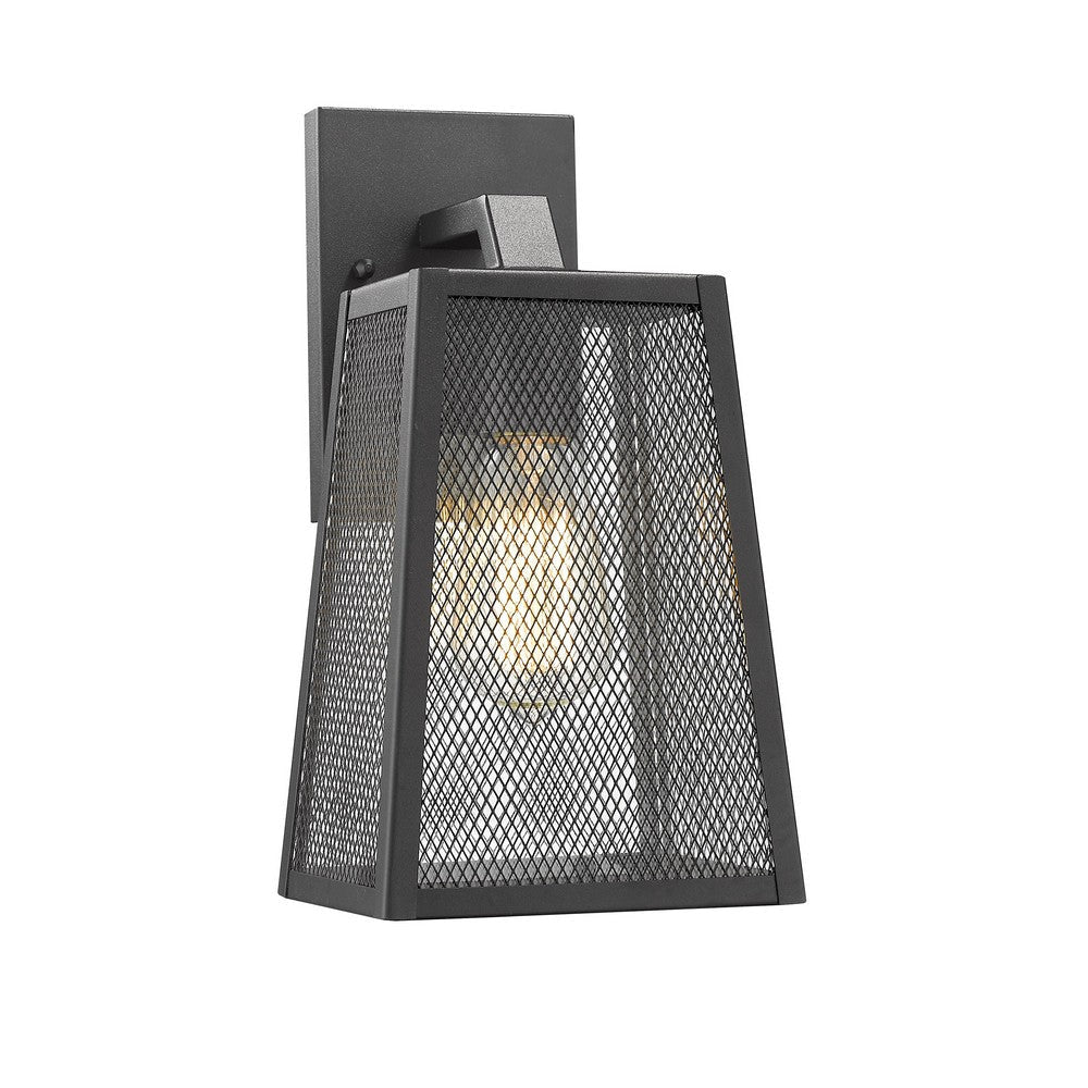Lighting EMERSON Industrial 1 Light Textured Black Outdoor Wall Sconce 12" Tall