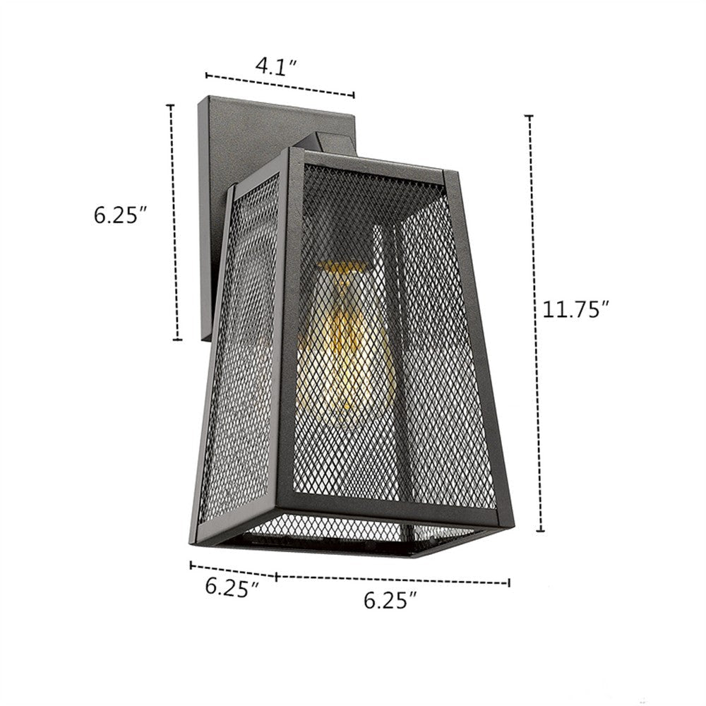 Lighting EMERSON Industrial 1 Light Textured Black Outdoor Wall Sconce 12’’ Tall CHL-CH2D286BK12-OD1