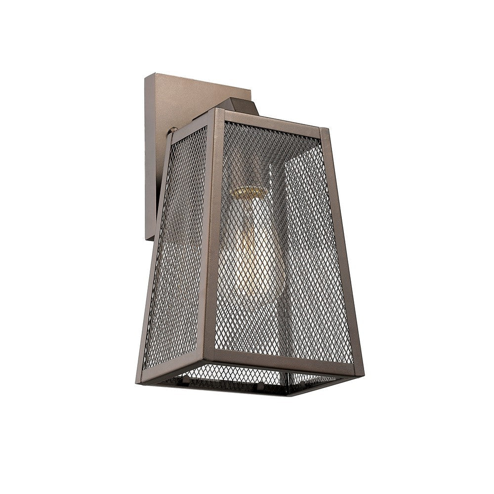 Lighting EMERSON Industrial 1 Light Rubbed Bronze Outdoor Wall Sconce 12" Tall