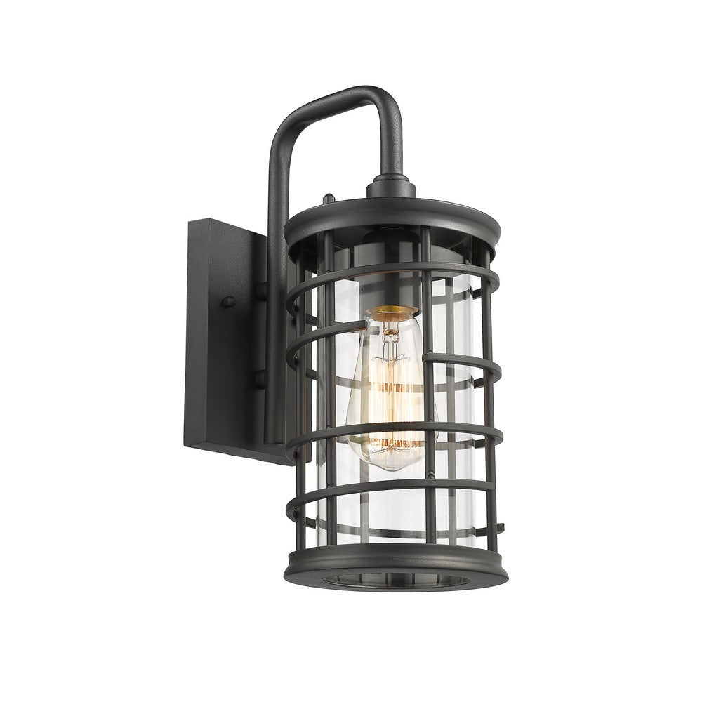 Lighting LAUREL Industrial 1 Light Textured Black Outdoor Wall Sconce 13" Tall
