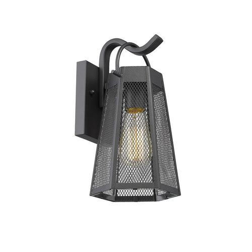 Lighting HARPER Industrial 1 Light Textured Black Outdoor Wall Sconce 12" Tall