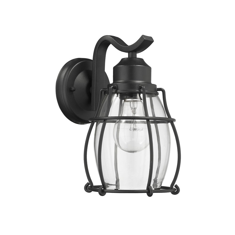 Lighting CHARLOTTE Industrial 1 Light Textured Black Outdoor Wall Sconce 10’’ Tall CHL-CH2D291BK10-OD1