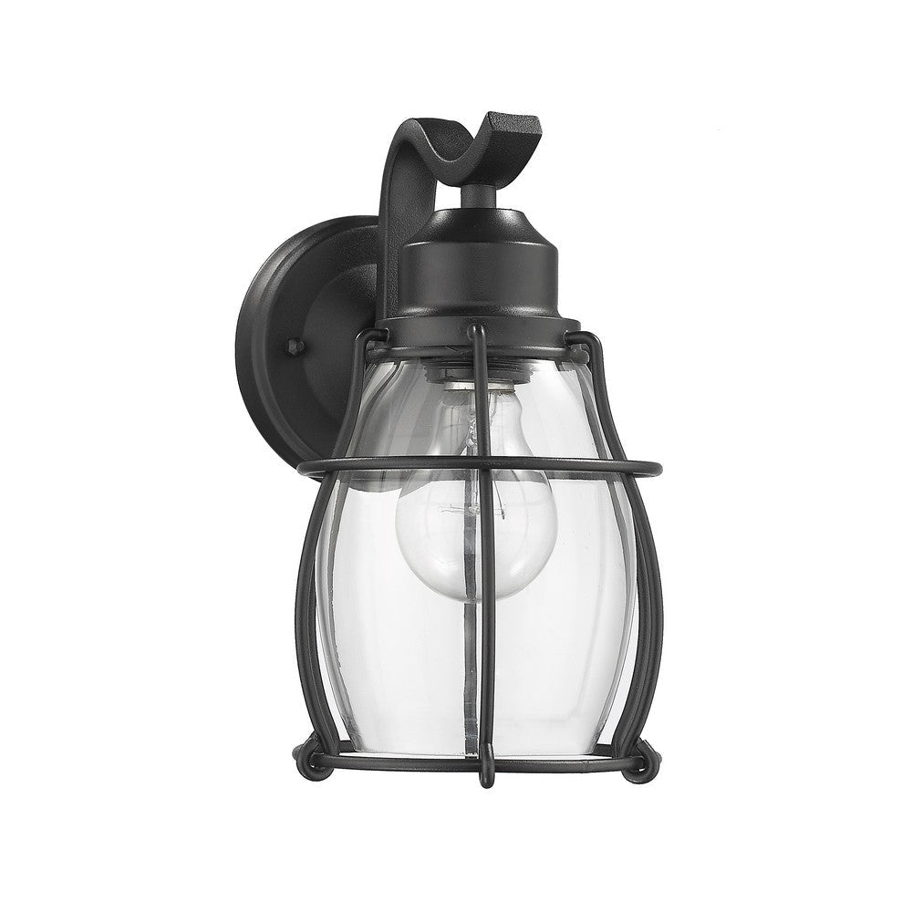 Lighting CHARLOTTE Industrial 1 Light Textured Black Outdoor Wall Sconce 10’’ Tall CHL-CH2D291BK10-OD1