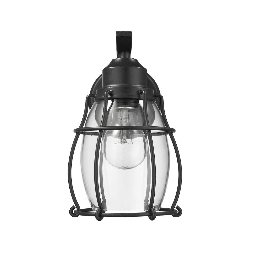 Lighting CHARLOTTE Industrial 1 Light Textured Black Outdoor Wall Sconce 10’’ Tall CHL-CH2D291BK10-OD1