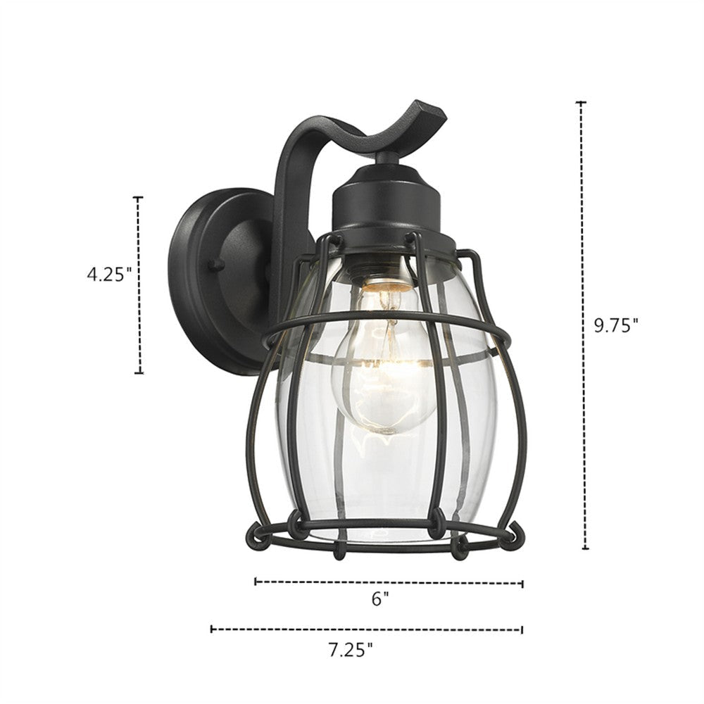 Lighting CHARLOTTE Industrial 1 Light Textured Black Outdoor Wall Sconce 10’’ Tall CHL-CH2D291BK10-OD1