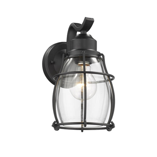 Lighting CHARLOTTE Industrial 1 Light Textured Black Outdoor Wall Sconce 10" Tall