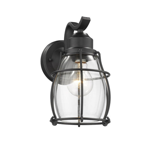 Lighting CHARLOTTE Industrial 1 Light Textured Black Outdoor Wall Sconce 10" Tall
