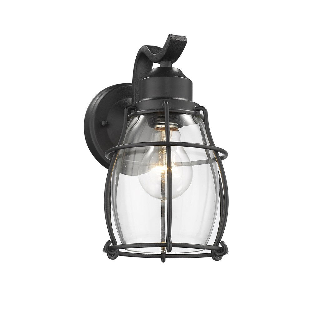 Lighting CHARLOTTE Industrial 1 Light Textured Black Outdoor Wall Sconce 10" Tall