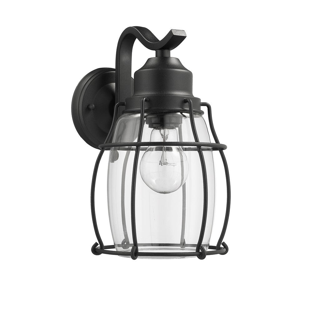 Lighting CHARLOTTE Industrial 1 Light Textured Black Outdoor Wall Sconce 11’’ Tall CHL-CH2D291BK11-OD1