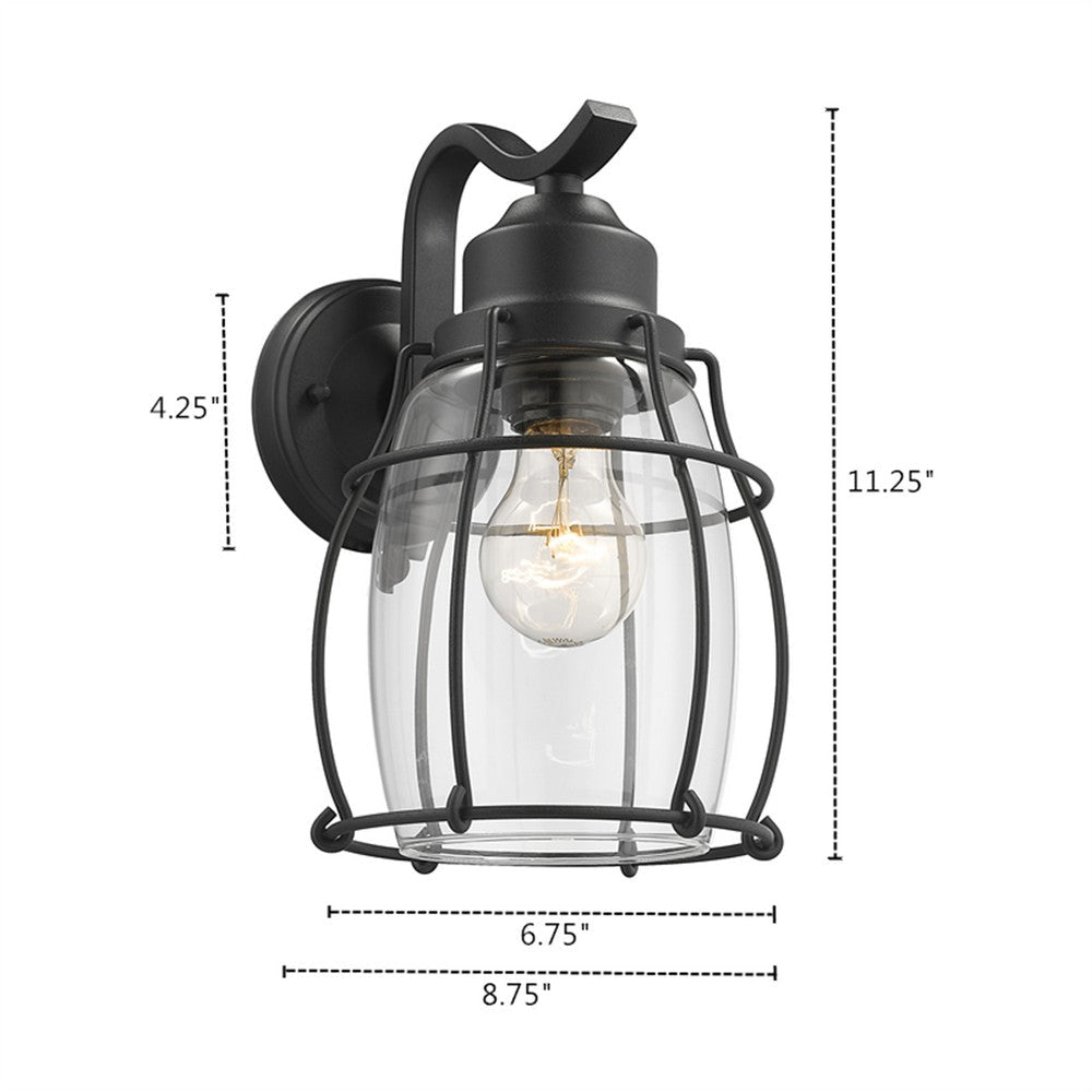 Lighting CHARLOTTE Industrial 1 Light Textured Black Outdoor Wall Sconce 11’’ Tall CHL-CH2D291BK11-OD1