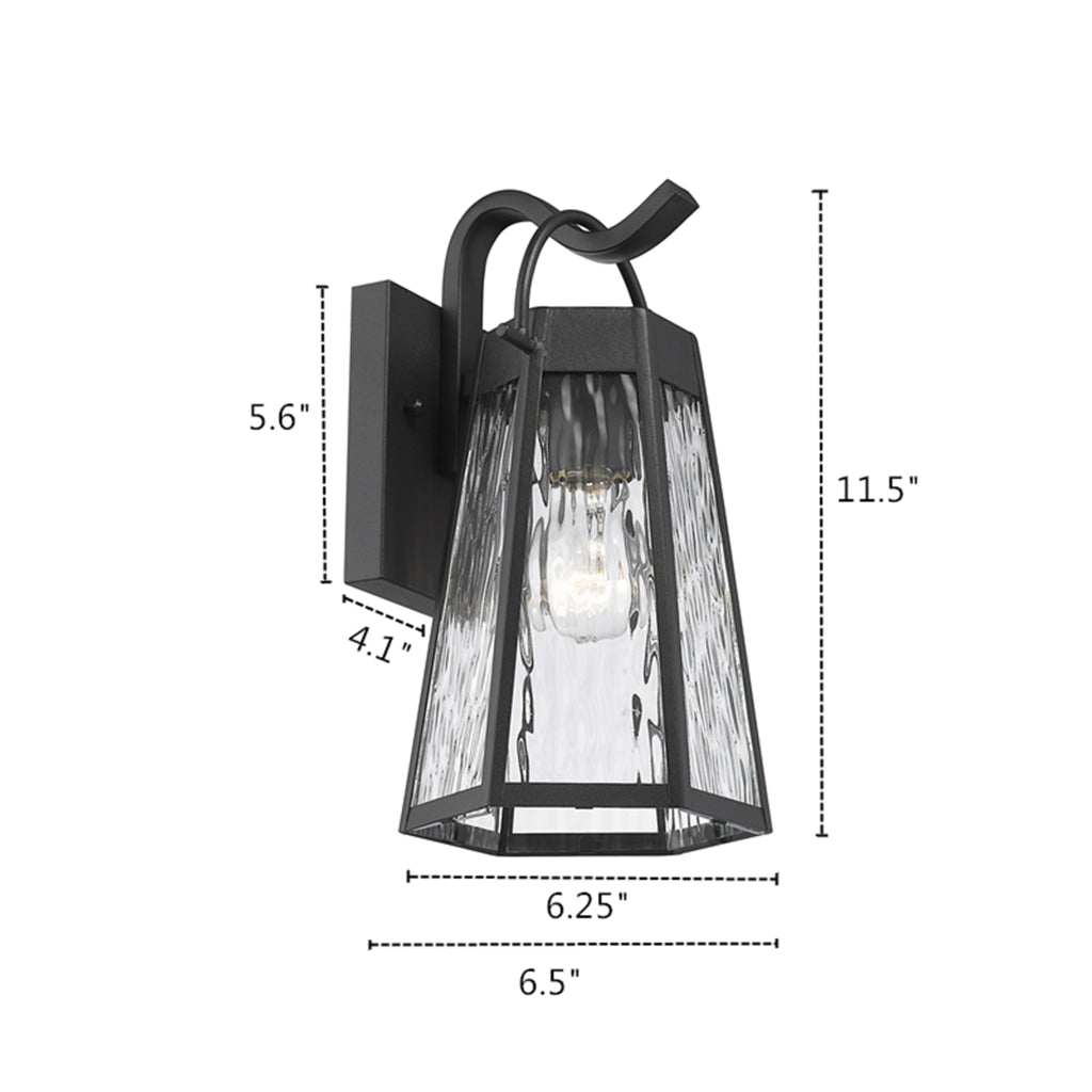 Lighting ALEXA Industrial 1 Light Textured Black Outdoor Wall Sconce 12’’ Tall CHL-CH2D294BK12-OD1
