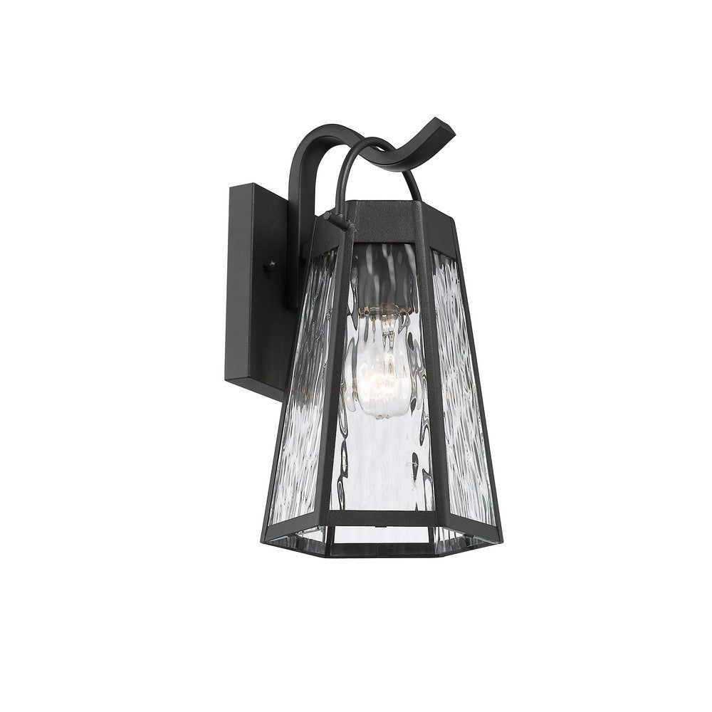 Lighting ALEXA Industrial 1 Light Textured Black Outdoor Wall Sconce 12" Tall