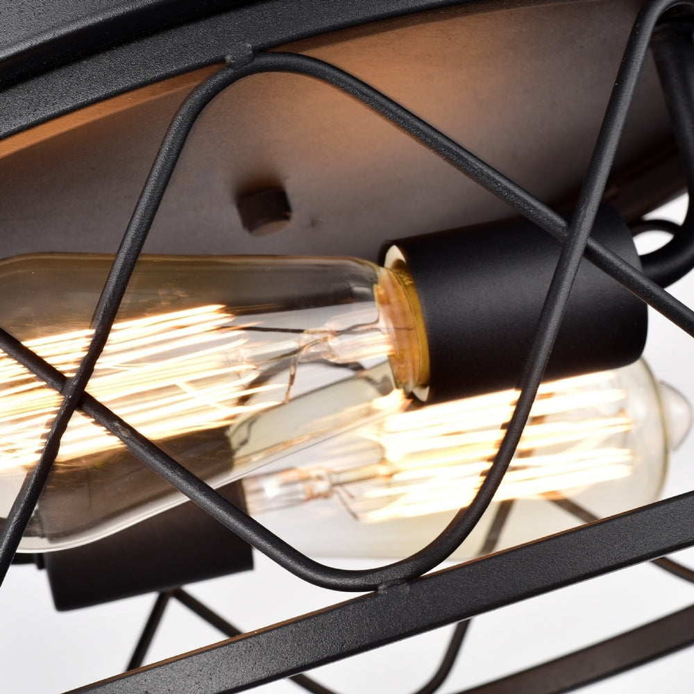 CHLOE Lighting IRONCLAD Industrial 2 Light Textured Black Ceiling Flush Fixture 12’’ Wide CHL-CH2D323BK12-CF2