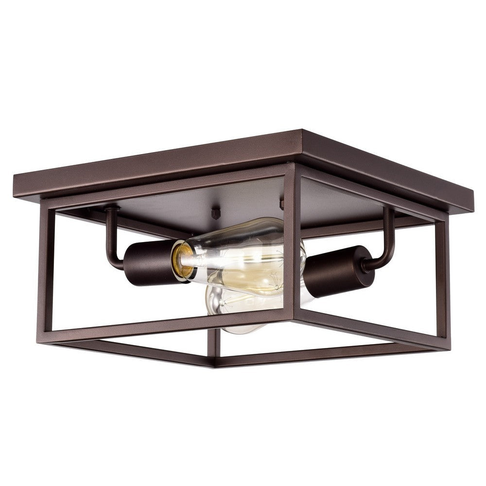 Chloe Lighting Ironclad Industrial 2 Light Oil Rubbed Bronze Ceiling Flush Fixture 11’’ Wide CHL-CH2D325RB12-CF2