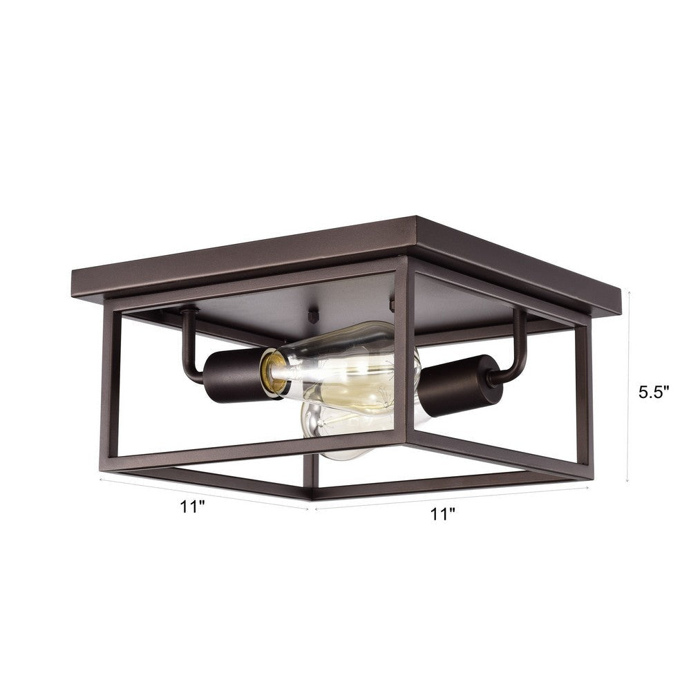 Chloe Lighting Ironclad Industrial 2 Light Oil Rubbed Bronze Ceiling Flush Fixture 11’’ Wide CHL-CH2D325RB12-CF2