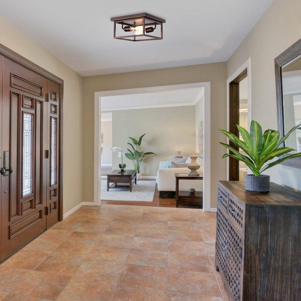 Chloe Lighting Ironclad Industrial 2 Light Oil Rubbed Bronze Ceiling Flush Fixture 11’’ Wide CHL-CH2D325RB12-CF2