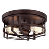 CHLOE Lighting IRONCLAD Industrial 2 Light Oil Rubbed Bronze Ceiling Flush Fixture 12" Wide