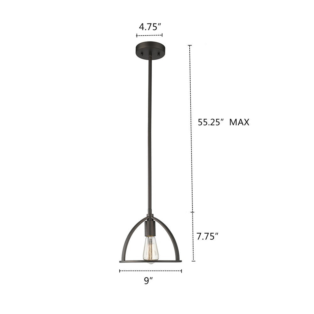 Lighting IRONCLAD Industrial 1 Light Rubbed Bronze Mini Ceiling Pendant 9’’ Wide CHL-CH2D503RB09-DP1