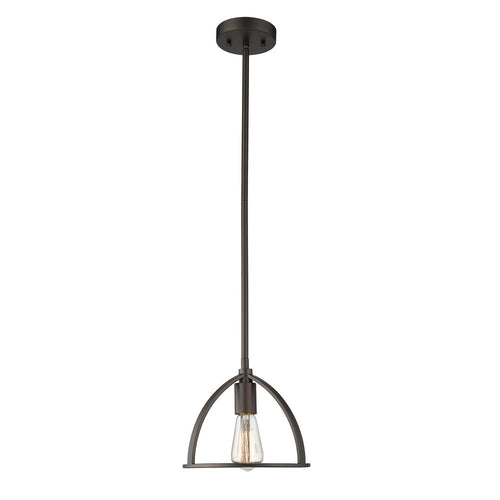 Lighting IRONCLAD Industrial 1 Light Rubbed Bronze Mini Ceiling Pendant 9" Wide