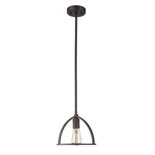 Lighting IRONCLAD Industrial 1 Light Rubbed Bronze Mini Ceiling Pendant 9" Wide