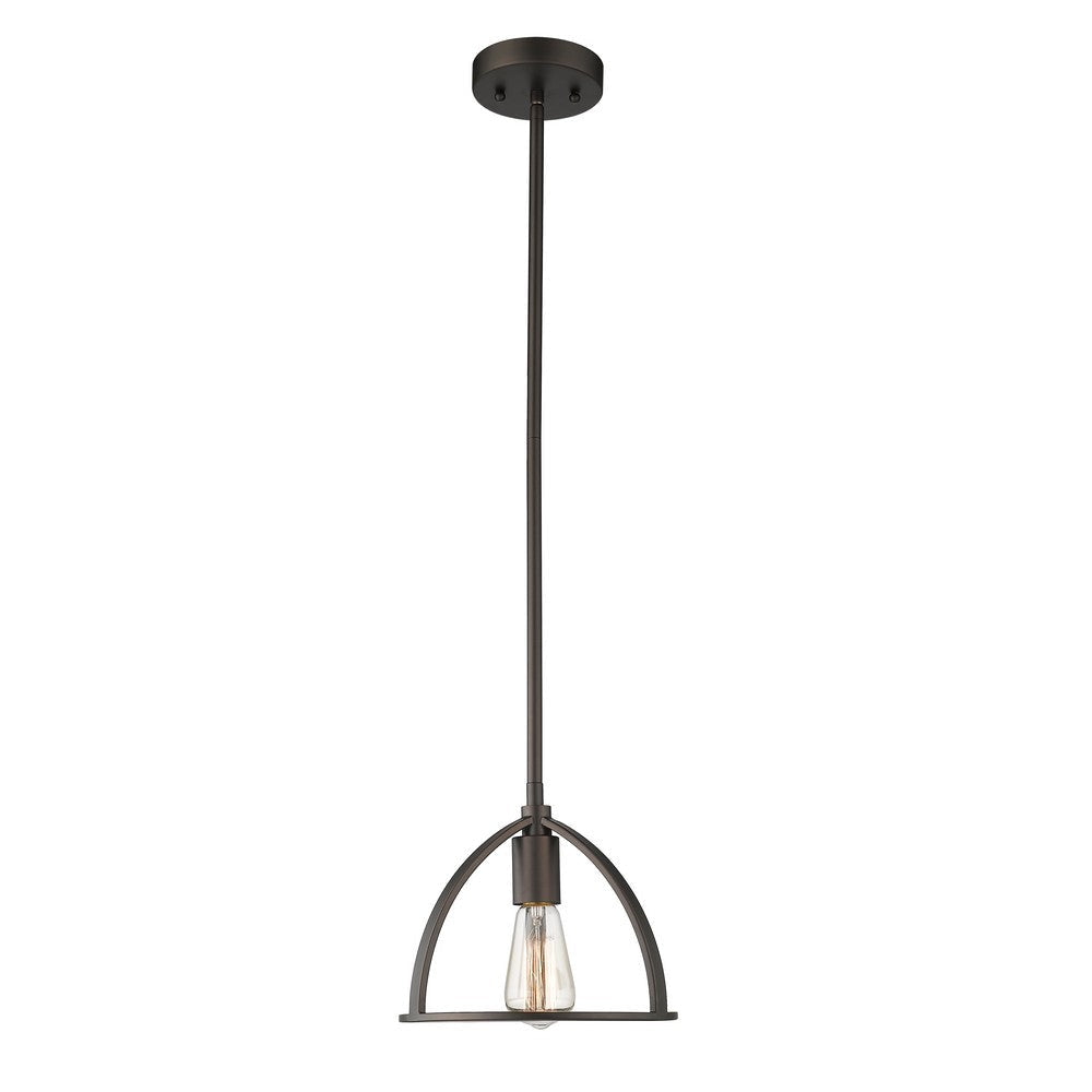 Lighting IRONCLAD Industrial 1 Light Rubbed Bronze Mini Ceiling Pendant 9" Wide
