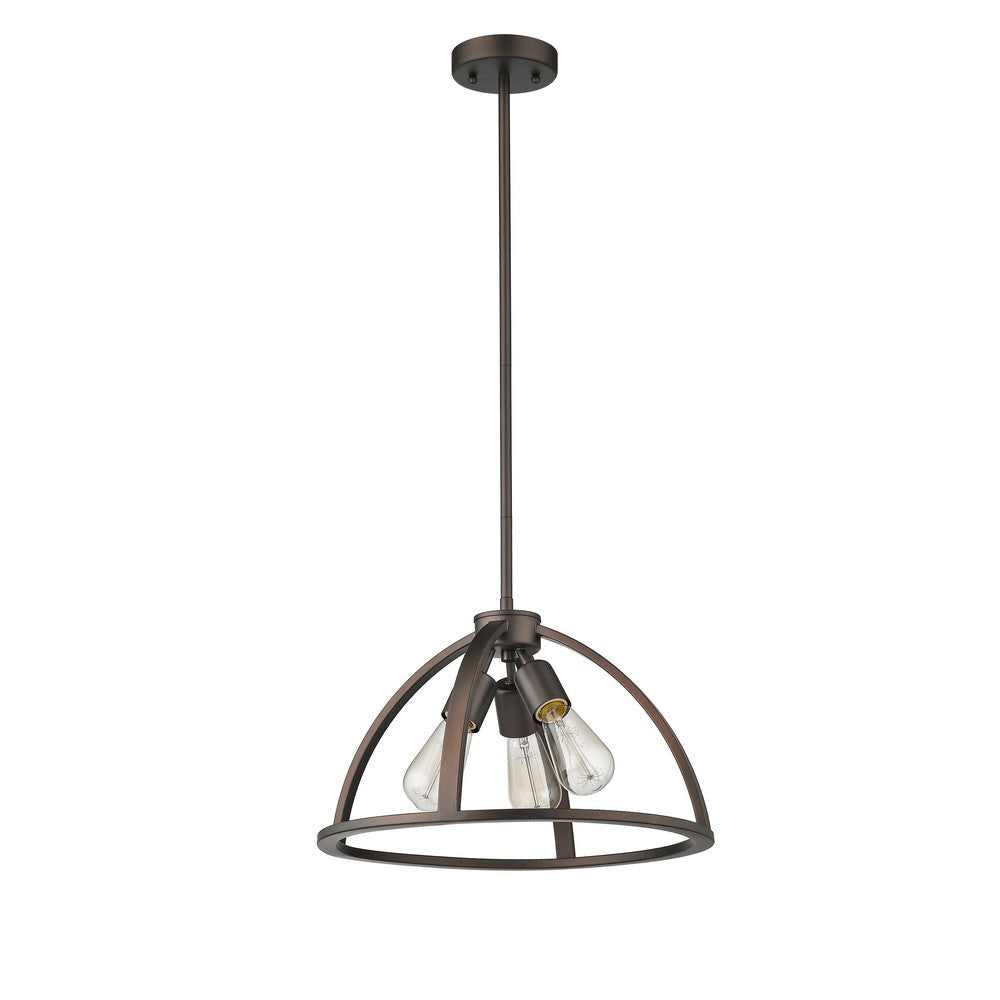 Lighting IRONCLAD Industrial 3 Light Rubbed Bronze Ceiling Pendant 16’’ Wide CHL-CH2D503RB16-DP3
