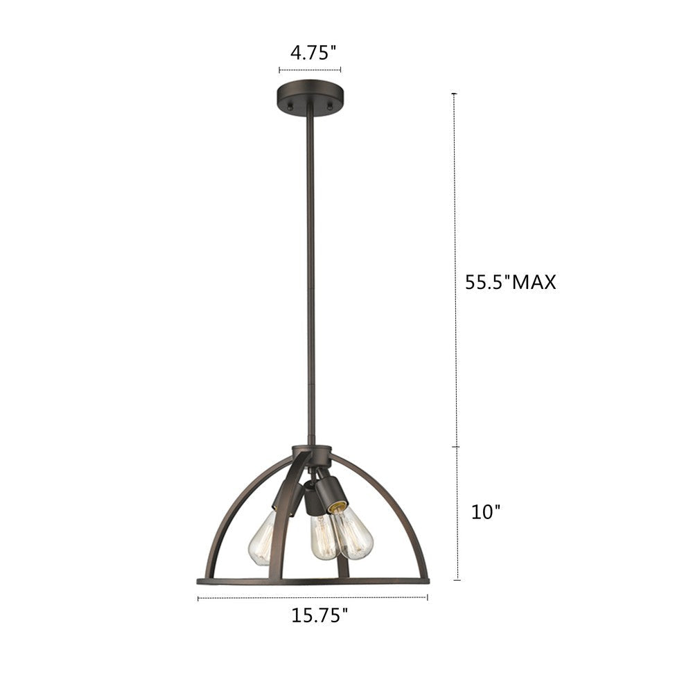 Lighting IRONCLAD Industrial 3 Light Rubbed Bronze Ceiling Pendant 16’’ Wide CHL-CH2D503RB16-DP3