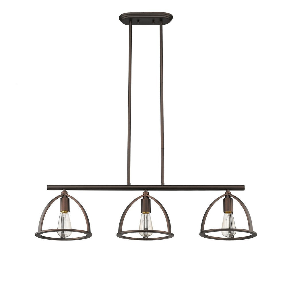Lighting IRONCLAD Industrial 3 Light Rubbed Bronze Island Pendant 35’’ Wide CHL-CH2D503RB35-IL3