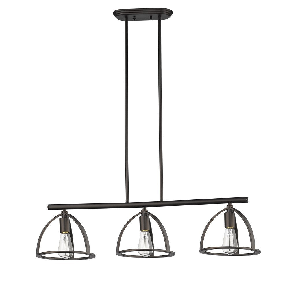 Lighting IRONCLAD Industrial 3 Light Rubbed Bronze Island Pendant 35’’ Wide CHL-CH2D503RB35-IL3